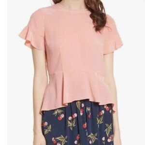 JOIE Aquanetta Round-Neck Silk Peplum Top